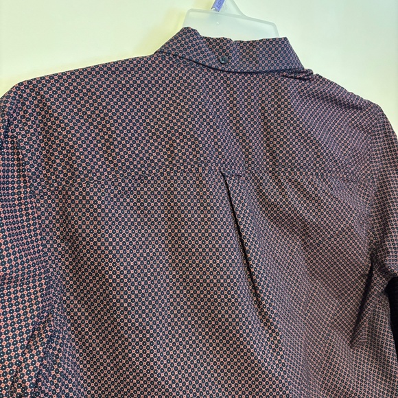 Mens Ben Sherman Collared Button Down Shirt Blue Red Geometric Pattern Size M - Picture 5 of 5